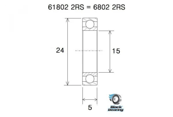 Roulement Black Bearing 61802-2RS 15 X 24 X 5 Mm 4 Roulement Black Bearing 61802-2RS 15 X 24 X 5 Mm – Image 2