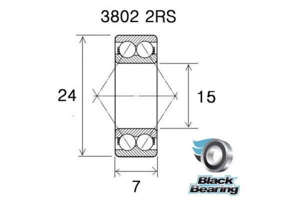 Roulement Black Bearing 3802 2RS Max 15 X 24 X 7 Mm 4 Roulement Black Bearing 3802 2RS Max 15 X 24 X 7 Mm – Image 2