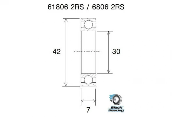 Roulement Black Bearing 61806-2RS 30 X 42 X 7 Mm 4 Roulement Black Bearing 61806-2RS 30 X 42 X 7 Mm – Image 2
