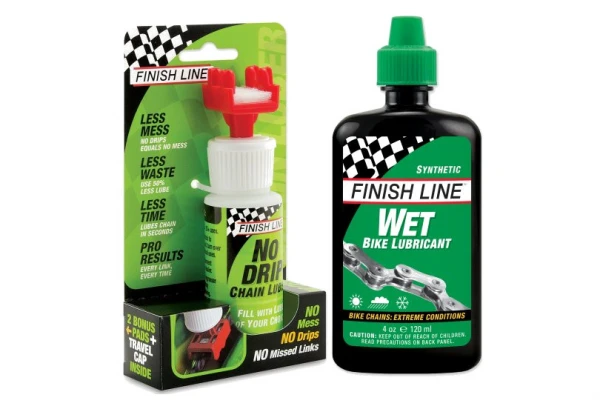 Lubrifiant Chaîne Finish Line Wet Lube 120ml + No Drip Chain Luber 3 Lubrifiant Chaîne Finish Line Wet Lube 120ml + No Drip Chain Luber