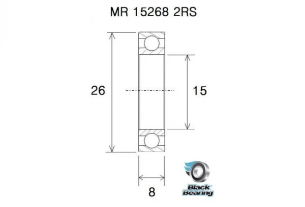 Roulement Black Bearing MR 15268 2RS 15 X 26 X 8 Mm 4 Roulement Black Bearing MR 15268 2RS 15 X 26 X 8 Mm – Image 2