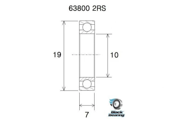 Roulement Black Bearing 63800-2RS Max 10 X 19 X 7 Mm 4 Roulement Black Bearing 63800-2RS Max 10 X 19 X 7 Mm – Image 2