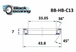 Roulement De Direction Black Bearing C13 33.05 X 43.8 X 7 Mm 36/45° -Entretien Réparation Route Soldes unnamed file 4093