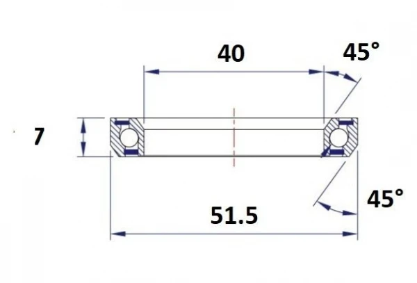 Roulement De Direction Black Bearing D12 40 X 51.5 X 7 Mm 45/45° 4 Roulement De Direction Black Bearing D12 40 X 51.5 X 7 Mm 45/45° – Image 2